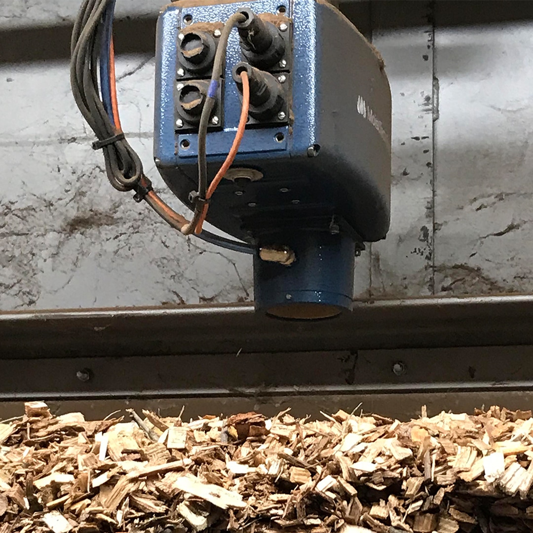 MoistTech sensor above wood chips