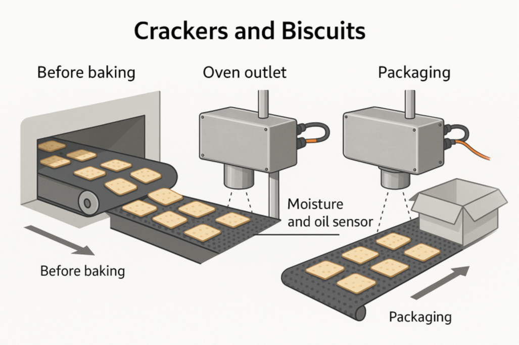 Diagram of moisture measurement in biscuits