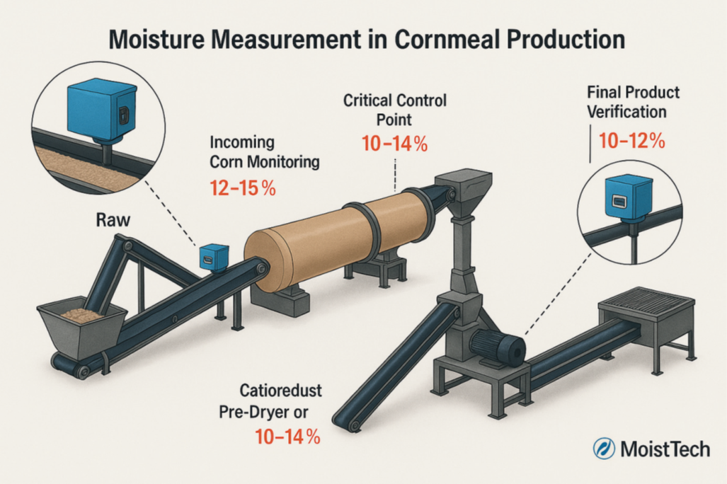 Moisture Measurement in Cornmeal Production Diagram