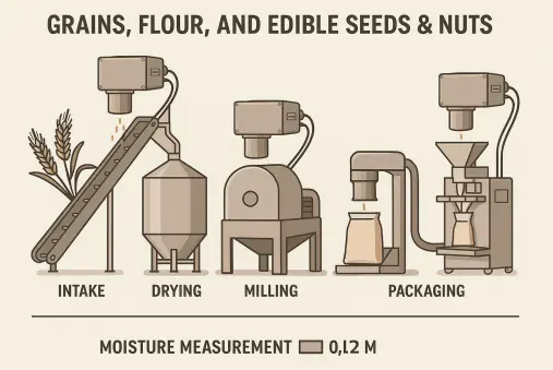 Grains, flour, and edible seeds and nuts production