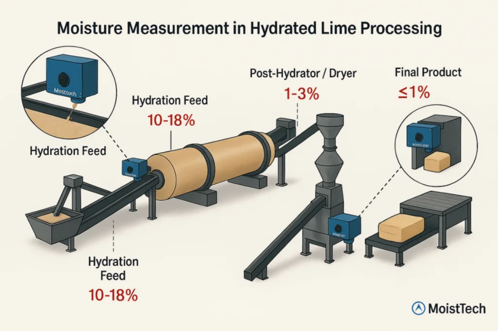 Moisture Measurement in Hydrated Lime Processing Diagram