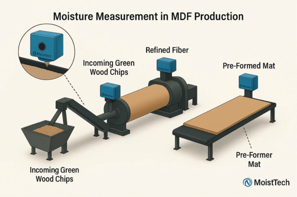 Moisture Measurement in MDF Processing Diagram