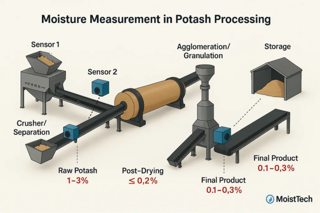 Moisture Measurement in Potash Processing Diagram