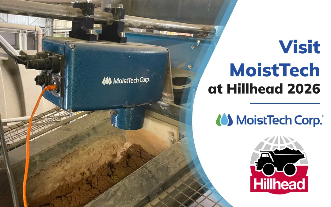 MoistTech IR3000 moisture sensor measuring aggregate material in a quarrying or mining application