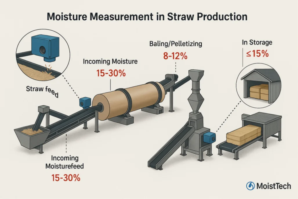Moisture Measurement in Straw Processing Diagram