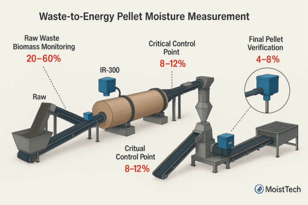 Moisture Measurement in Waste-To-Energy Processing Diagram